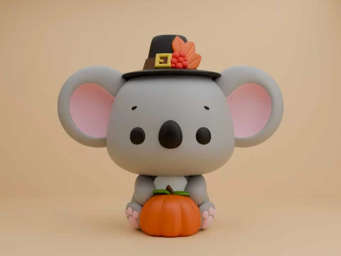 Cute 3dprinable koala and pumpkin for halloween figure 3Dプリントモデル