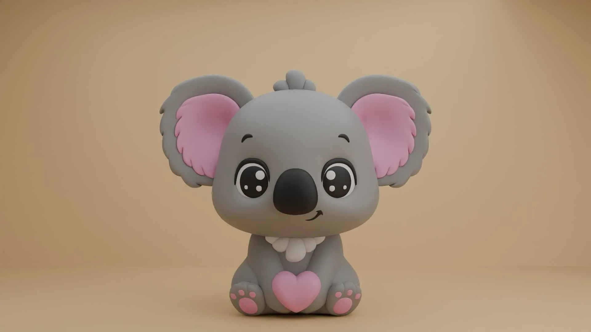 Cute 3dprinable koala toy and heart for valentine gift 3D Print Model .c4d .max .obj .3ds .fbx .stl .blend 