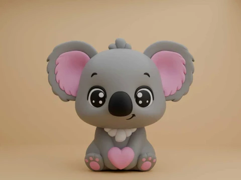 Cute 3dprinable koala toy and heart for valentine gift 3D printmodel