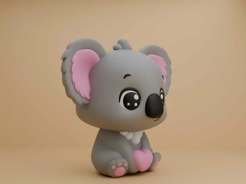 Cute 3dprinable koala toy and heart for valentine gift 3D Print Model