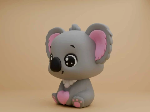 Cute 3dprinable koala toy and heart for valentine gift 3D Print Model