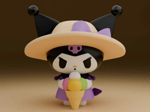 Cute 3dprintable kuromi sanrio figure and icecream 3D Druckmodell