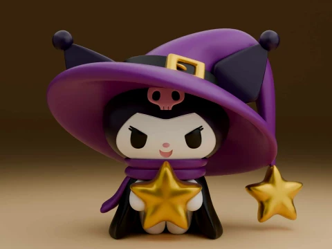Cute 3dprintable kuromi sanrio wizard for halloween figure 3D Druckmodell