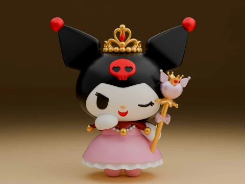 Cute 3dprintable kuromi sanrio figure and heart for valentine gift 3D Druckmodell