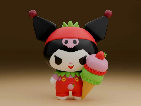 Cute 3dprintable kuromi sanrio figure and icecream 3D Druckmodell