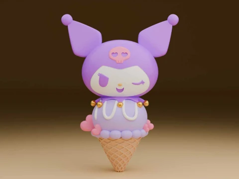 Cute 3dprintable kuromi sanrio figure and icecream 3D Druckmodell