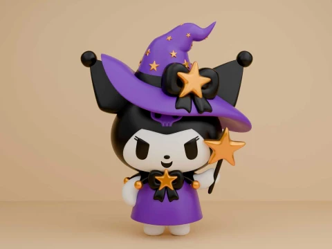 Cute 3dprintable kuromi sanrio wizard for halloween figure 3D Druckmodell