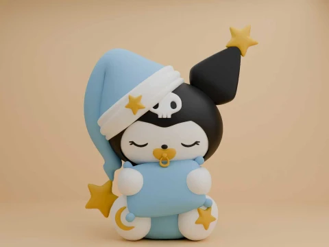 Cute 3dprintable kuromi sanrio figure 3D Baskı Modeli