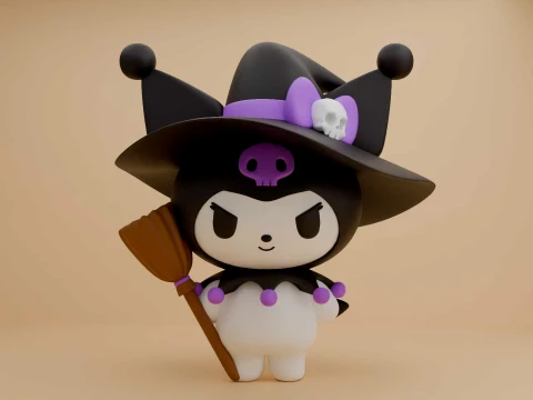 Cute 3dprintable kuromi sanrio wizard for halloween figure 3D Druckmodell