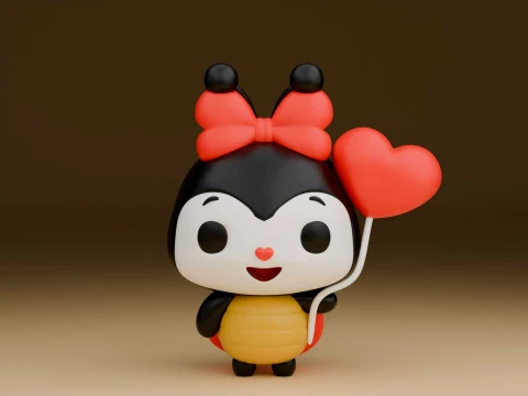Cute 3dprintable ladybug and heart for valentine gift 3D Druckmodell