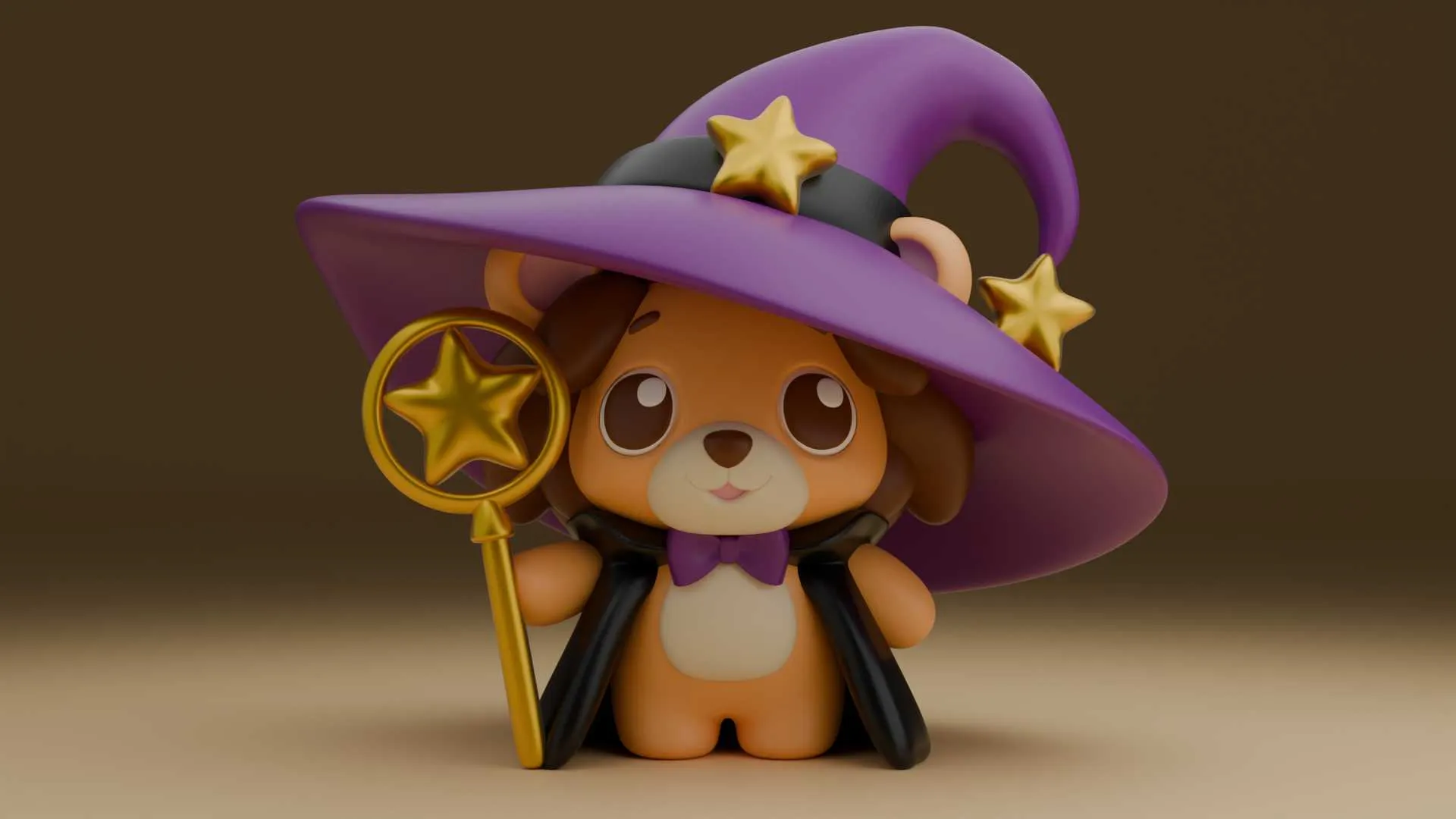 Cute 3dprintable lion wizard for halloween gift 3D Print Model .c4d .max .obj .3ds .fbx .stl .blend 