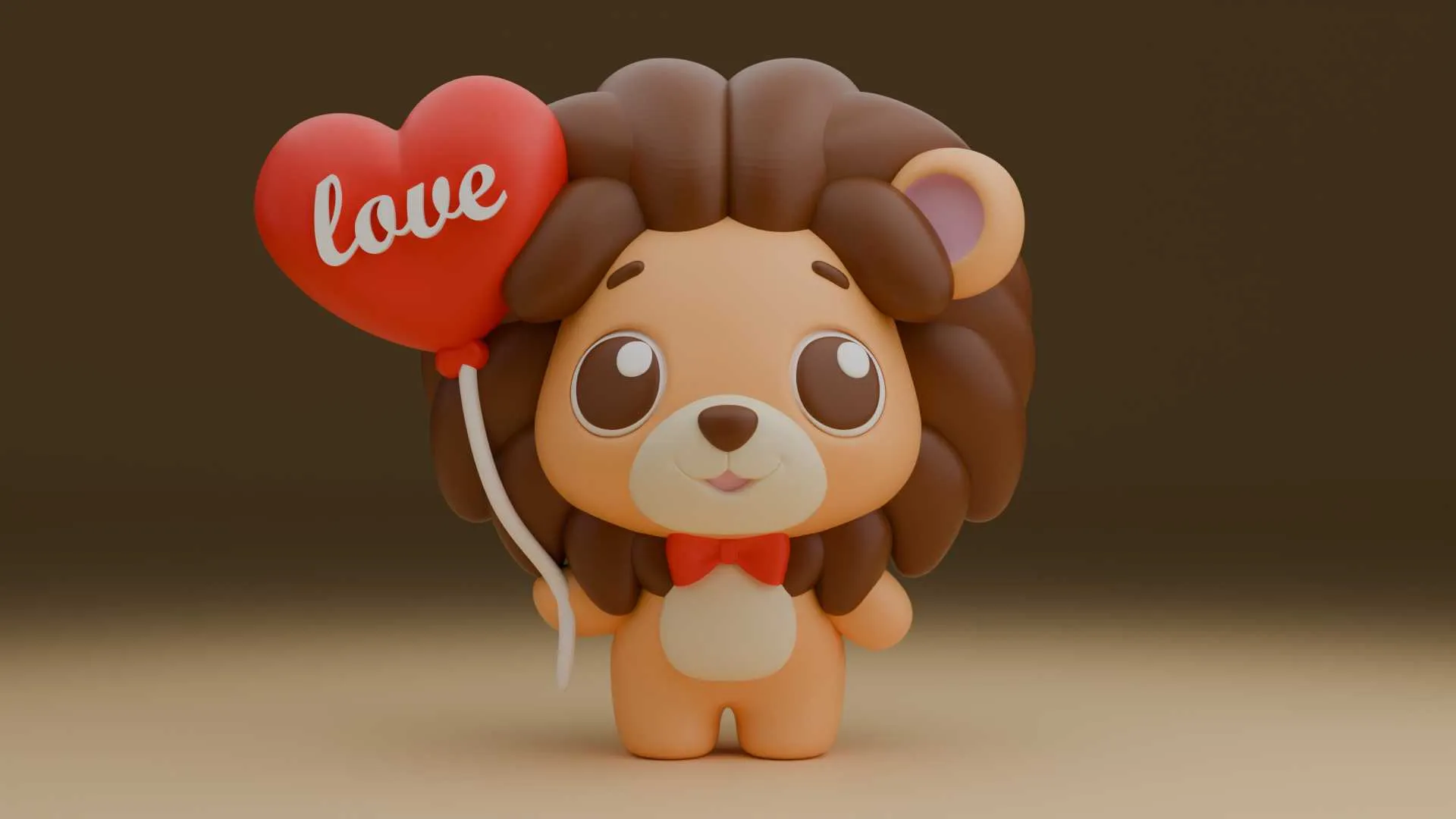 Cute 3dprintable lion and heart for valentine gift 3D Print Model .c4d .max .obj .3ds .fbx .stl .blend 