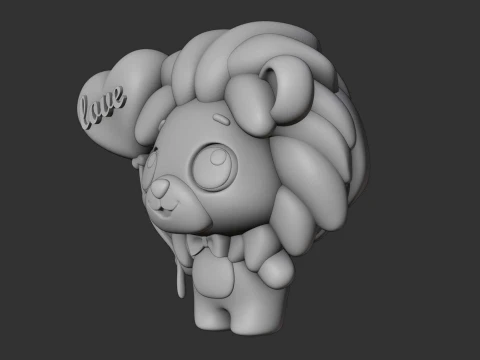 Cute 3dprintable lion and heart for valentine gift 3D Print Model