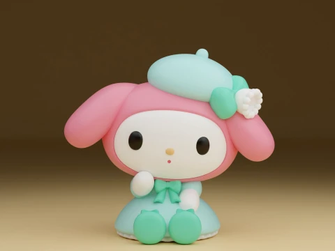 Cute 3dprintable rabbit my melody sanrio toy Modèles 3D en vedette