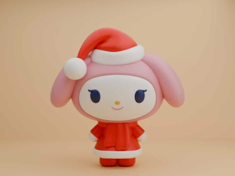 Cute 3dprintable rabbit my melody sanrio for christmas gift Modèles 3D en vedette