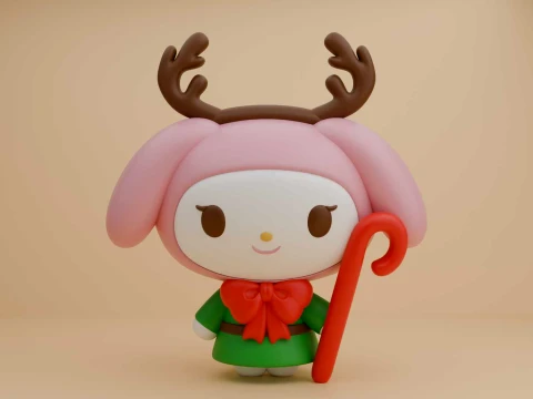 Cute 3dprintable rabbit my melody sanrio for christmas gift Modèles 3D en vedette
