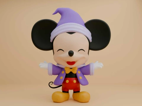 Cute 3dprintable mickey mouse wizard for halloween gift Modelo de impresión 3D