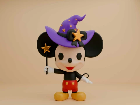 Cute 3dprintable mickey mouse wizard for halloween gift 3D Print Model