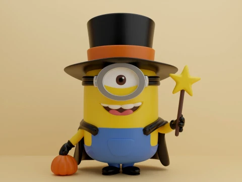 Cute 3dprintable minion wizard for halloween gift 3D Print Model