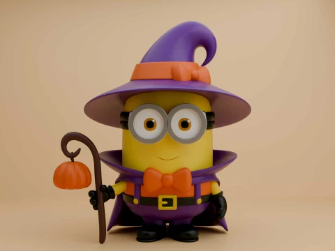 Cute 3dprintable minion wizard and pumpkin for halloween gift 3D Print Model