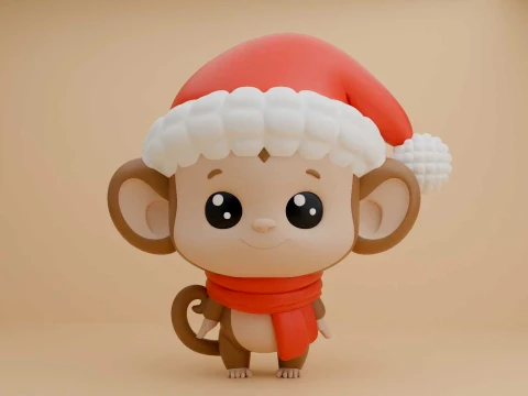 Cute 3dprintable monkey for christmas gift 3D Print Model