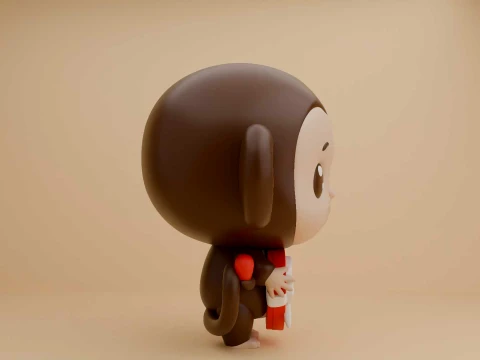 Cute 3dprintable monkey and heart for valentine figure 3D Print Model
