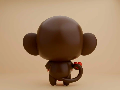 Cute 3dprintable monkey and heart for valentine figure 3D Print Model