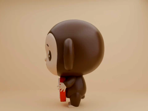Cute 3dprintable monkey and heart for valentine figure 3D Print Model
