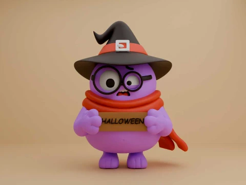 Cute 3dprintable monster wizard for halloween toy 3D Print Model