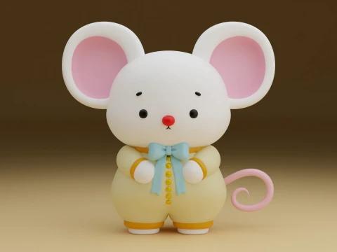 Cute 3dprintable mouse Modèles 3D en vedette