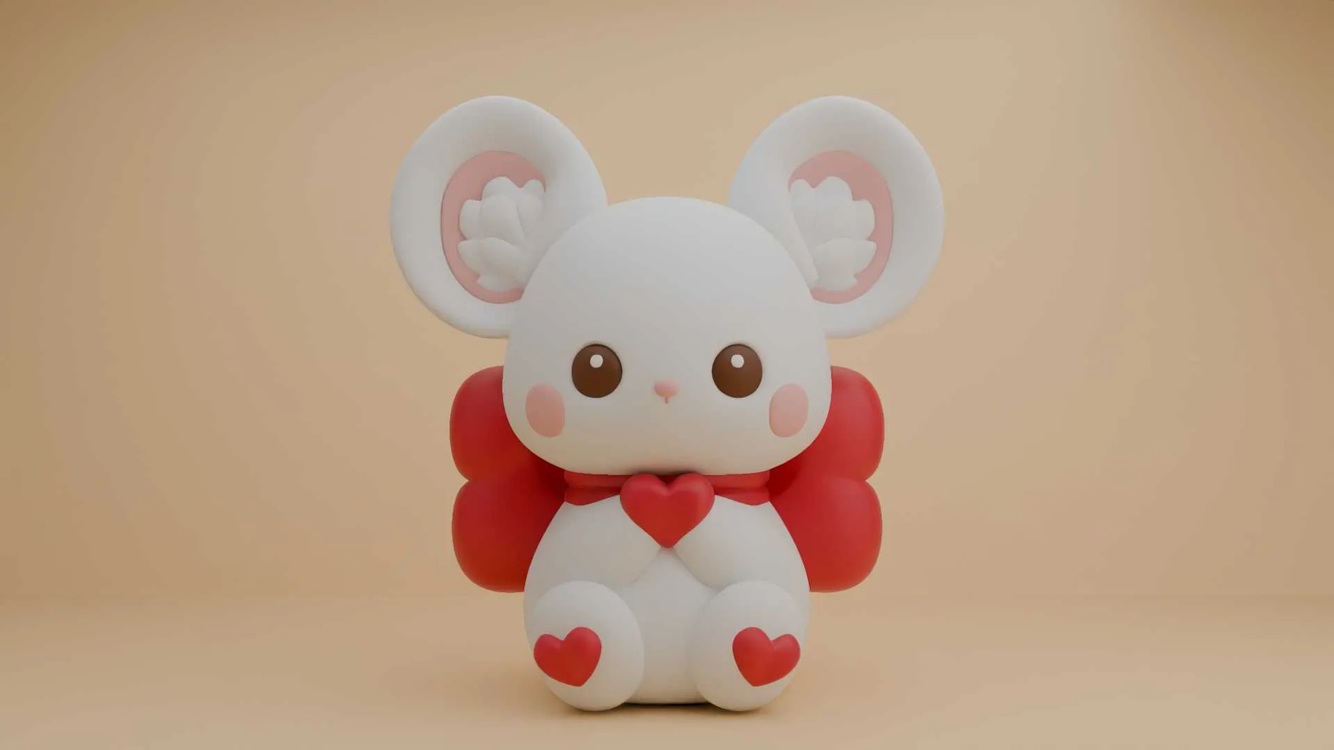 Cute 3dprintable mouse and heart for valentine gift 3D Print Model .c4d .max .obj .3ds .fbx .stl .blend 