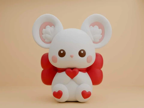 Cute 3dprintable mouse and heart for valentine gift Model do druku 3D