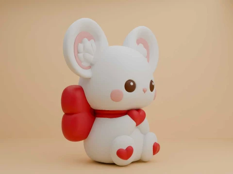 Cute 3dprintable mouse and heart for valentine gift 3D Print Model