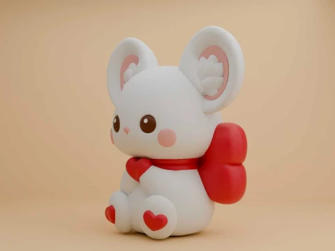 Cute 3dprintable mouse and heart for valentine gift 3D Print Model