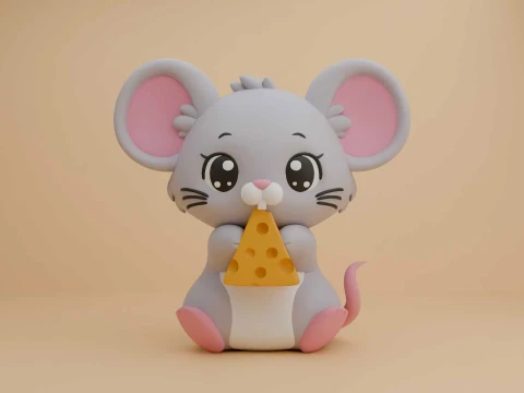 Cute 3dprintable mouse and cheese Modelo de Impressão 3D