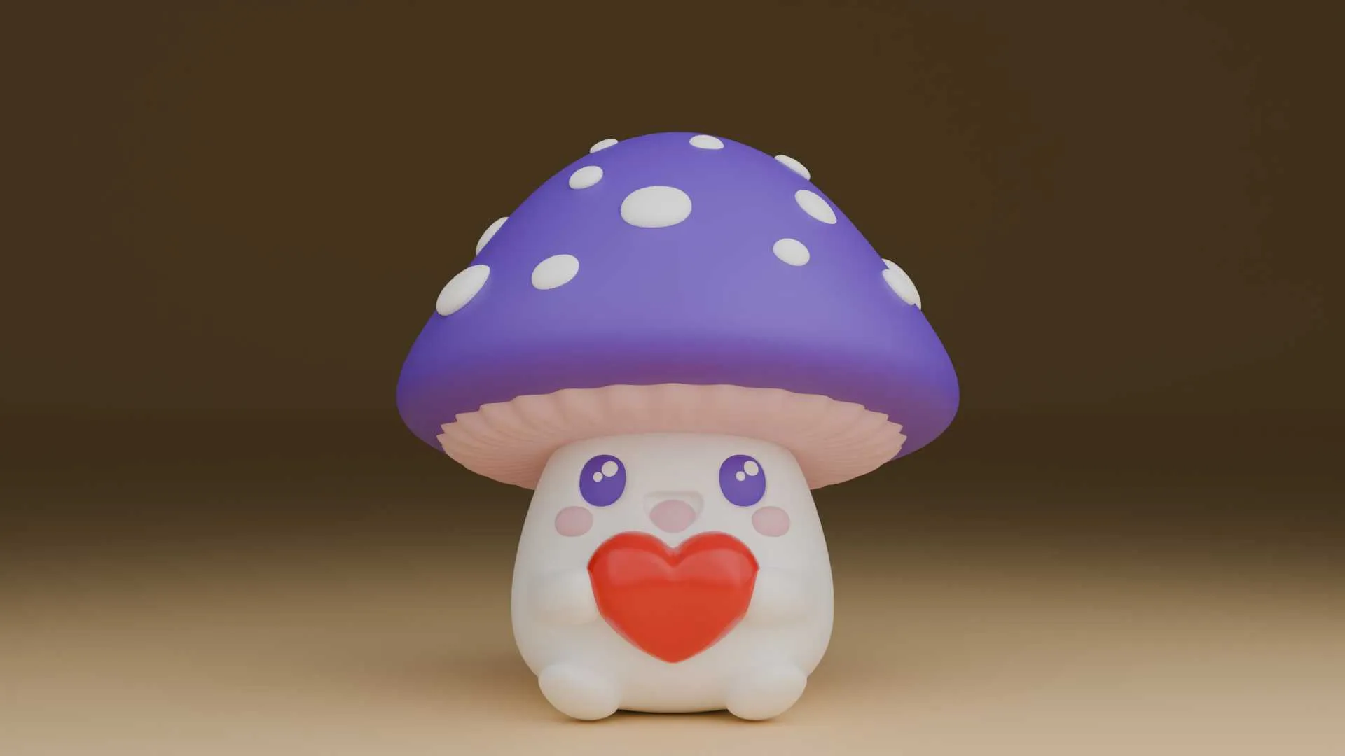 Cute 3dprintable mushroom and heart for valentine gift 3D Print Model .c4d .max .obj .3ds .fbx .stl .blend 