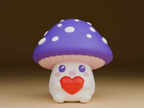 Cute 3dprintable mushroom and heart for valentine gift Model do druku 3D