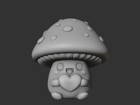 Cute 3dprintable mushroom and heart for valentine gift 3D Print Model