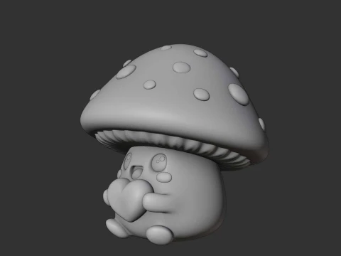 Cute 3dprintable mushroom and heart for valentine gift 3D Print Model