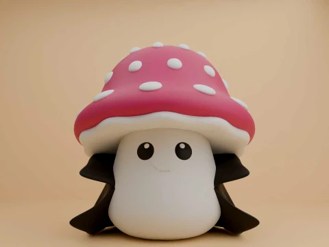Cute 3dprintable mushroom vampire for halloween figure 3D 프린트 모델