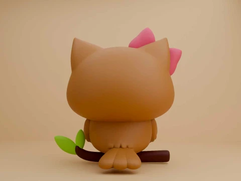 Cute 3dprintable owl and heart for valentine figure 3D Print Model