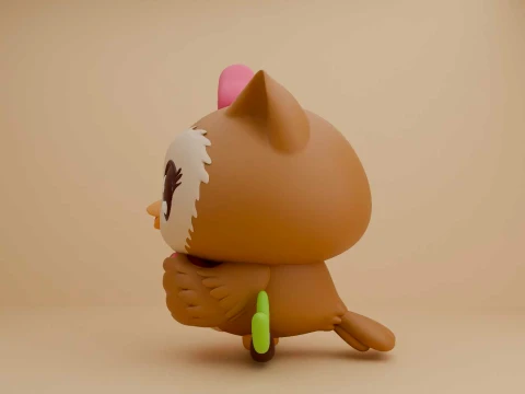 Cute 3dprintable owl and heart for valentine figure 3D Print Model