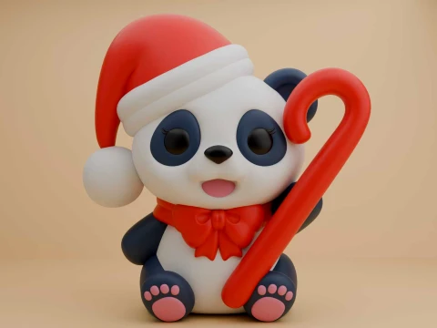 Cute 3dprintable panda bear and candy for christmas toy 3D Print Model