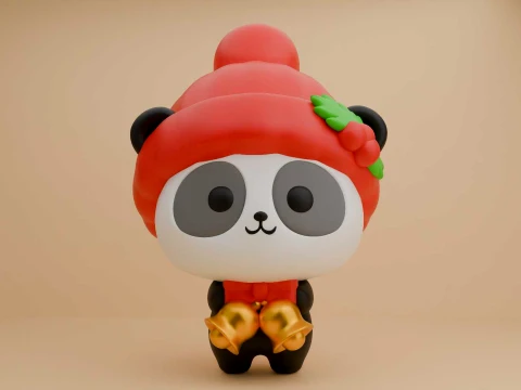 Cute 3dprintable panda bear for christmas 3D Print Model