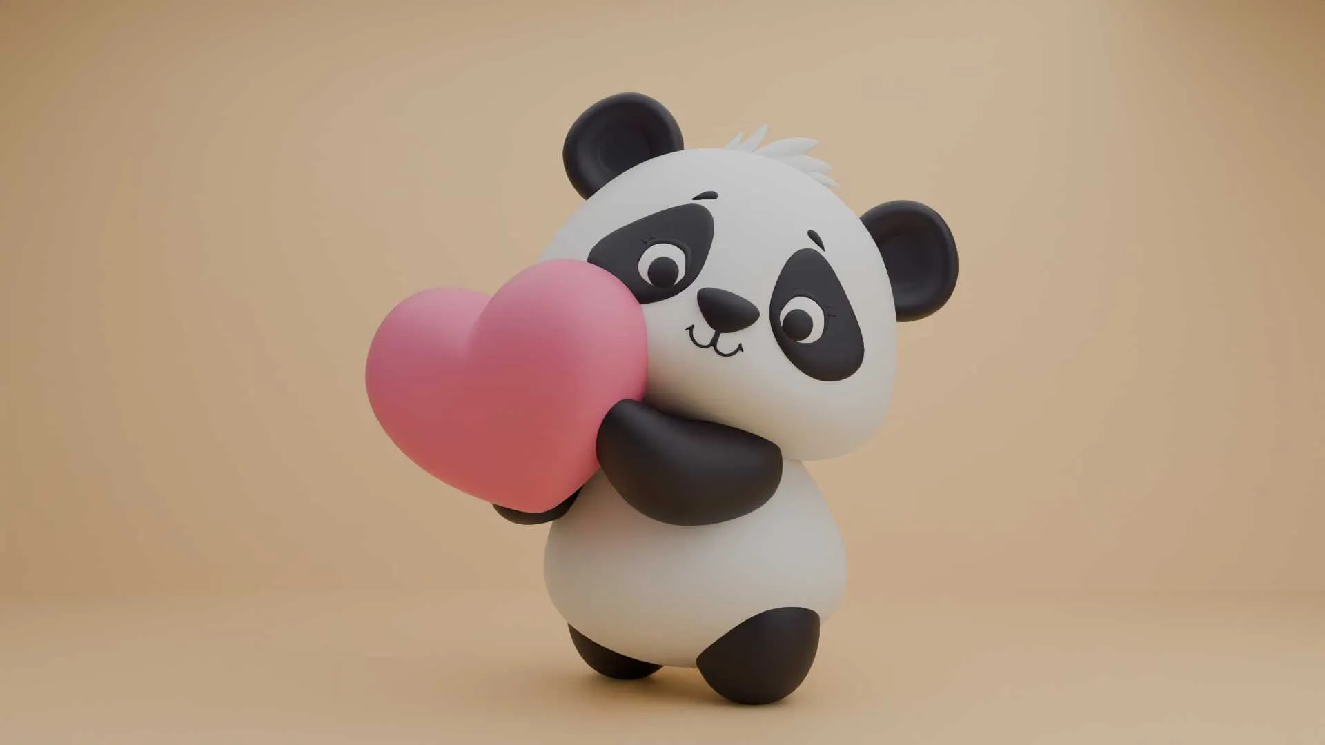 Cute 3dprintable panda bear and heart for valentine gift 3D Print Model .c4d .max .obj .3ds .fbx .stl .blend 