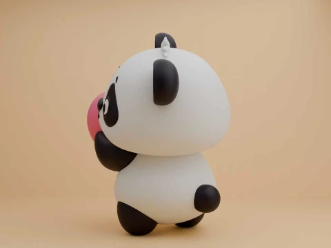 Cute 3dprintable panda bear and heart for valentine gift 3D Print Model