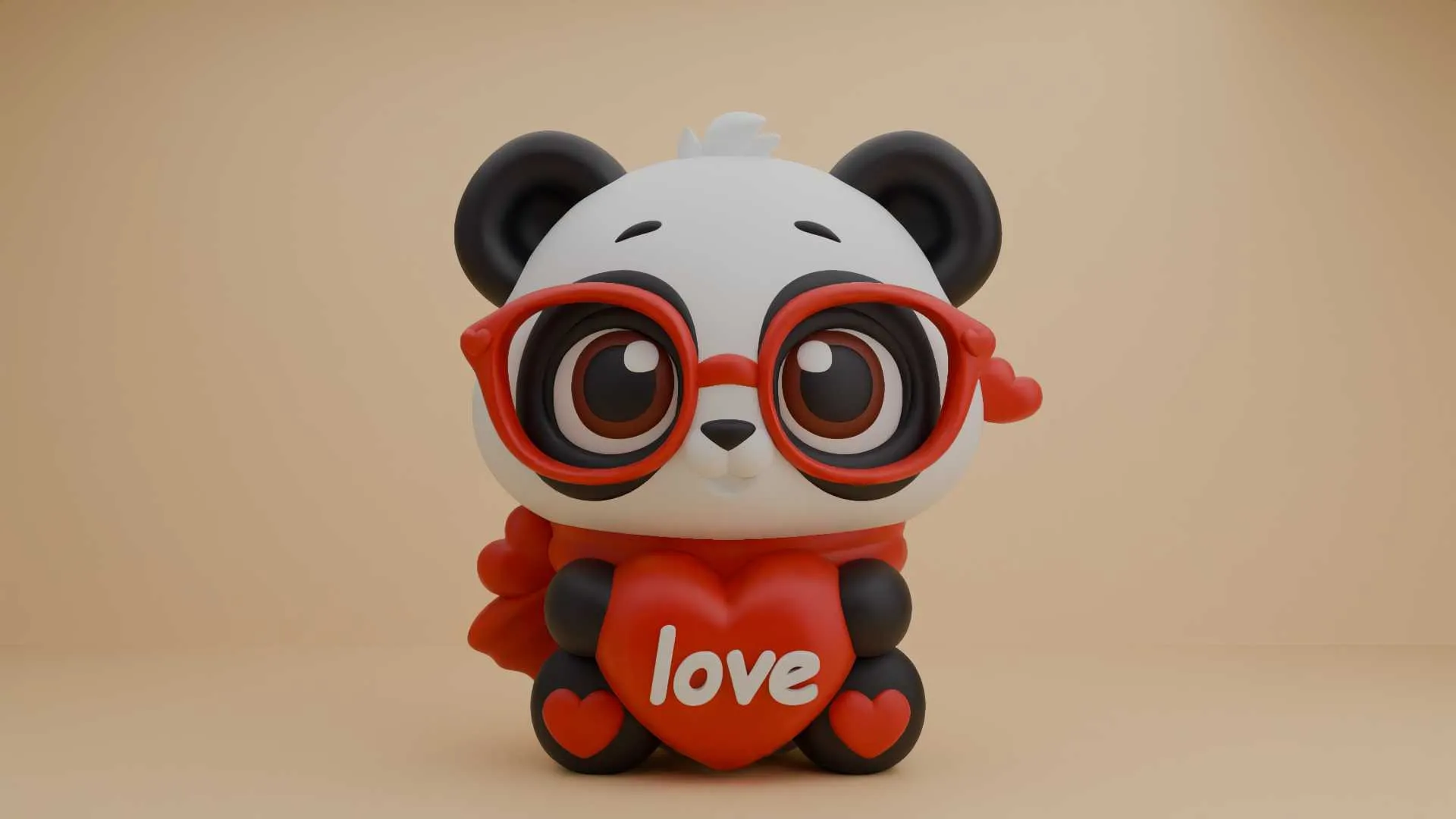 Cute 3dprintable panda bear and heart for valentine gift 3D Print Model .c4d .max .obj .3ds .fbx .stl .blend 
