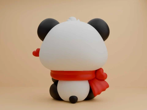 Cute 3dprintable panda bear and heart for valentine gift 3D Print Model
