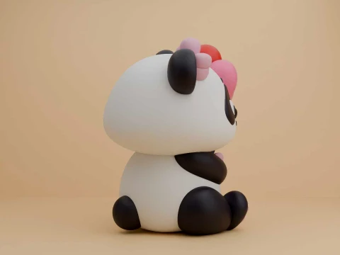 Cute 3dprintable panda bear and heart for valentine gift 3D Print Model