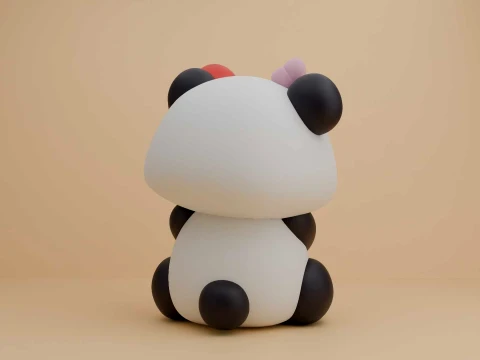 Cute 3dprintable panda bear and heart for valentine gift 3D Print Model